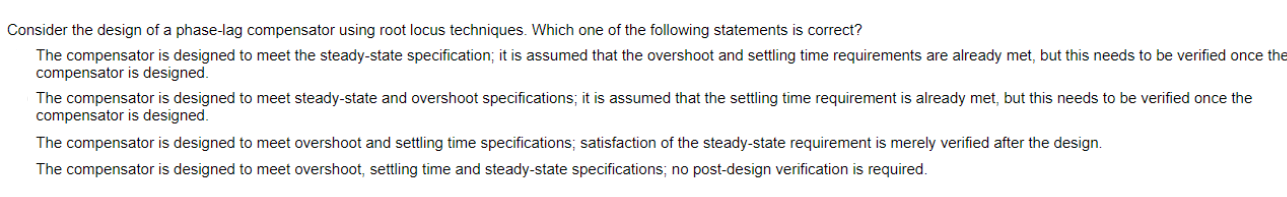 Solved Consider the design of a phase-lag compensator using | Chegg.com