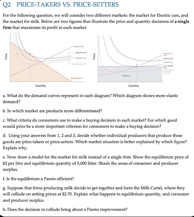 Q2 PRICETAKERS VS. PRICESETTERS For the following