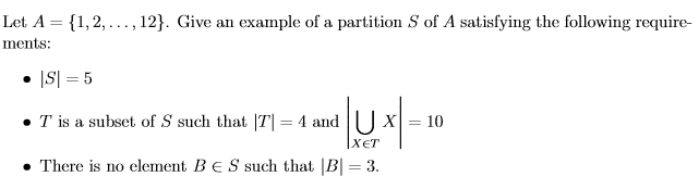 Solved Let A = {1,2, ..., 12). Give an example of a | Chegg.com