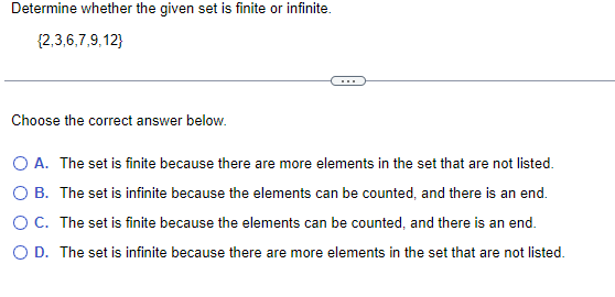 Solved Determine whether the given set is finite or | Chegg.com