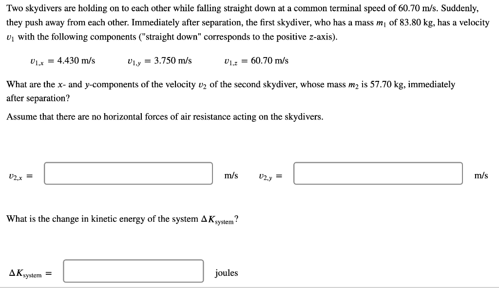 Solved Two Skydivers Are Holding On To Each Other While | Chegg.com