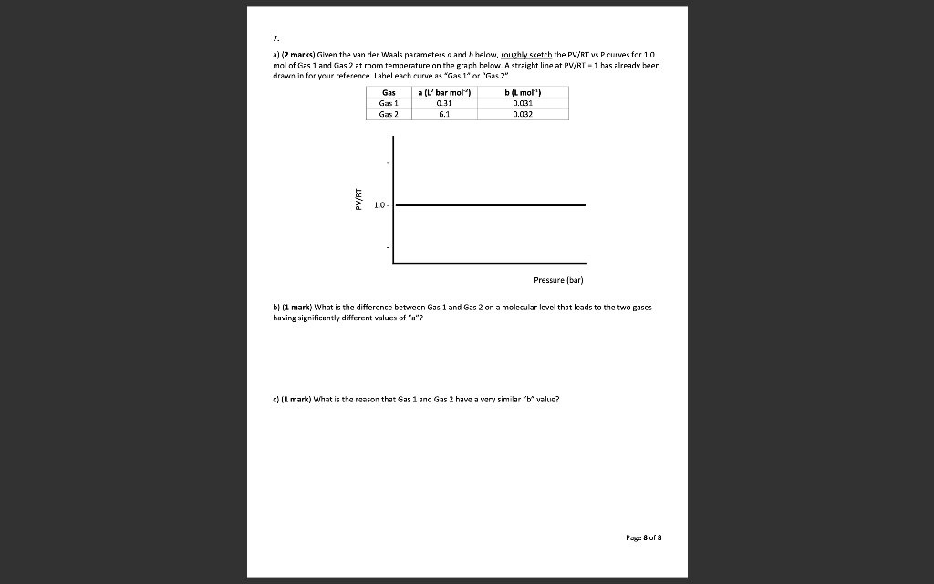 Solved 7 A 2 Marks Given The Van Der Waals Parameters O Chegg solved-7-a-2-marks-given-the-van-der-waals-parameters-o-chegg