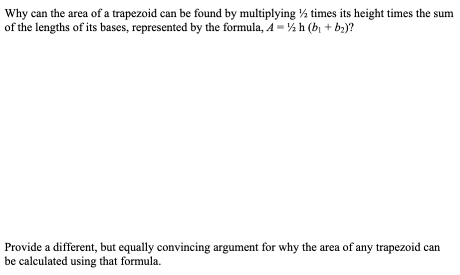 Solved Why can the area of a trapezoid can be found by | Chegg.com