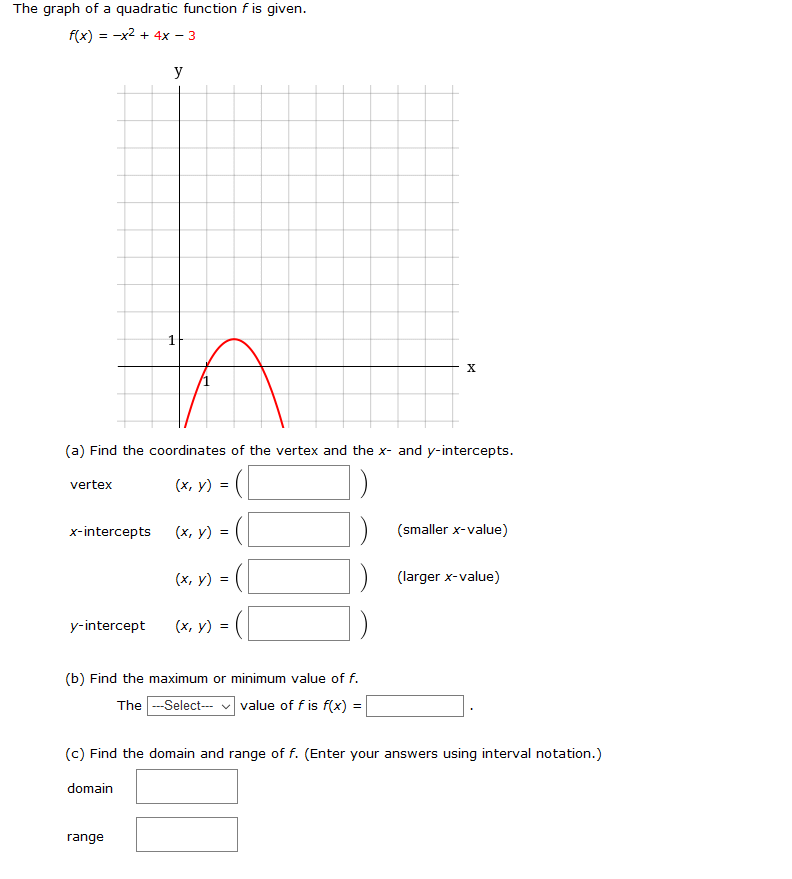 The Graph Of A Quadratic Function F Is Given F X Chegg Com