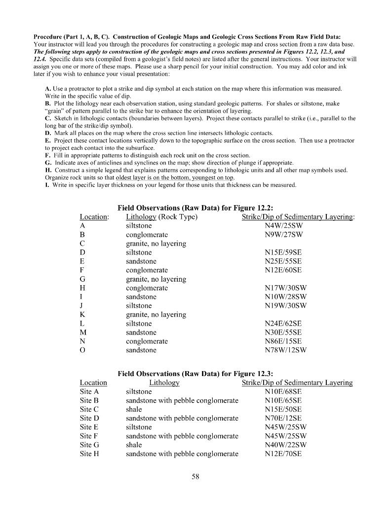 Solved Procedure Part 1 A B C Construction Of Geologic Chegg