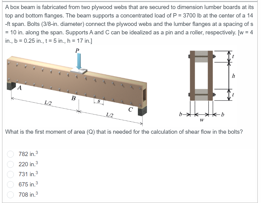 A box beam is fabricated from two plywood webs that are secured to dimension lumber boards at its top and bottom flanges. The