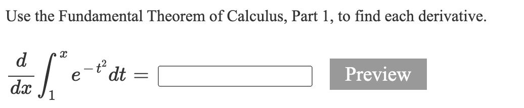 use part 1 of fundamental theorem of calculus to find derivative