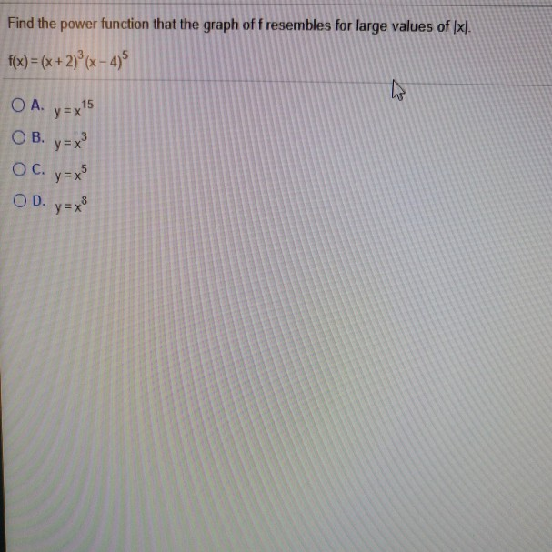 Solved Find The Power Function That The Graph Off Resembl Chegg Com