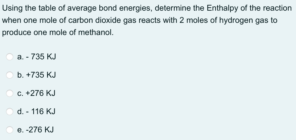 Solved Using The Table Of Average Bond Energies, Determine | Chegg.com