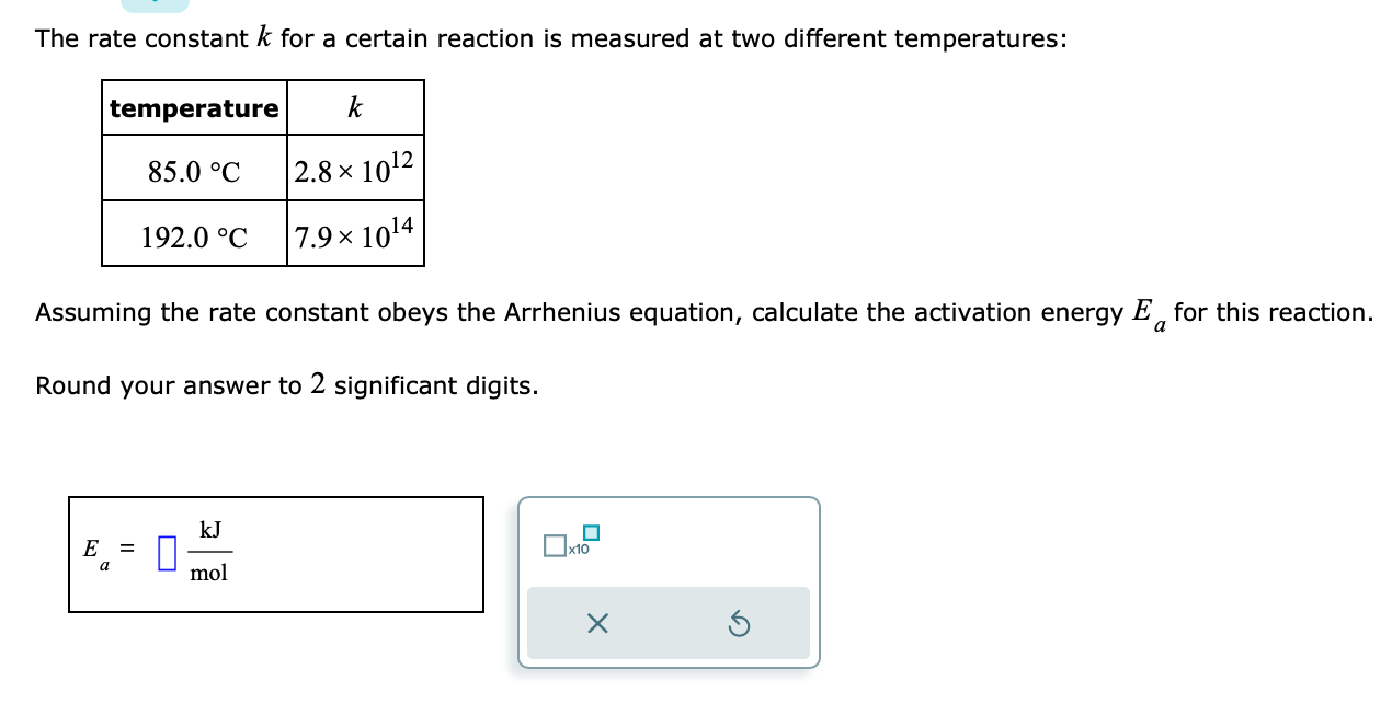 Solved The rate constant k for a certain reaction is | Chegg.com