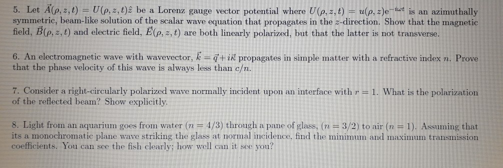 Solved 5 Let A P 2 T U P Z T 2 Be A Lorenz Gauge V Chegg Com
