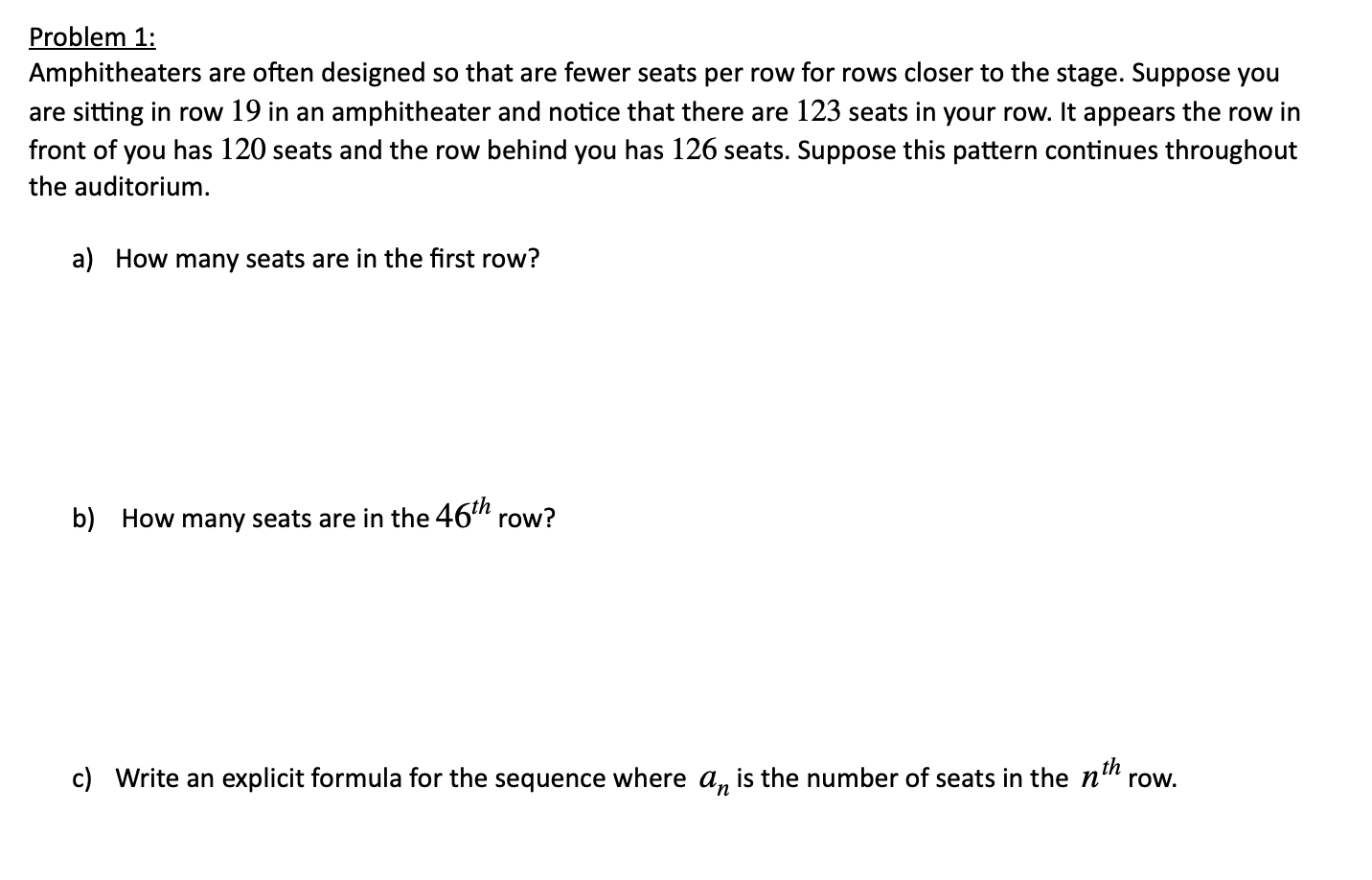 Solved Problem 1 Amphitheaters are often designed so that Chegg