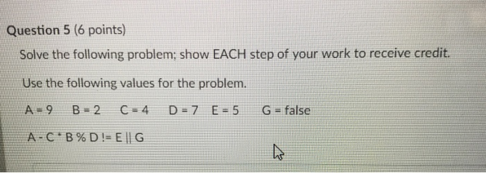 Solved Question 5 (6 points) Solve the following problem; | Chegg.com