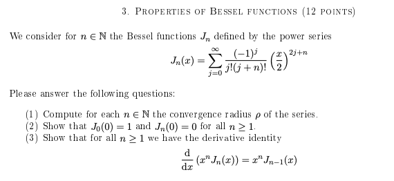 Solved 3 Properties Of Bessel Functions 12 Points We C Chegg Com