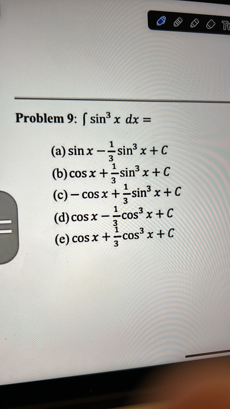 3 sin x cos square x minus sin cube x dx