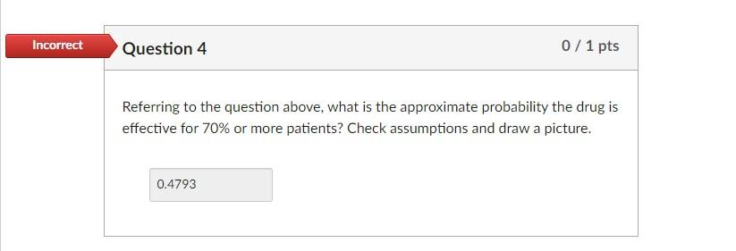 Solved Partial Question 3 0.5 / 1 pts A drug is effective in | Chegg.com