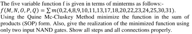 Solved The five variable function fis given in terms of | Chegg.com