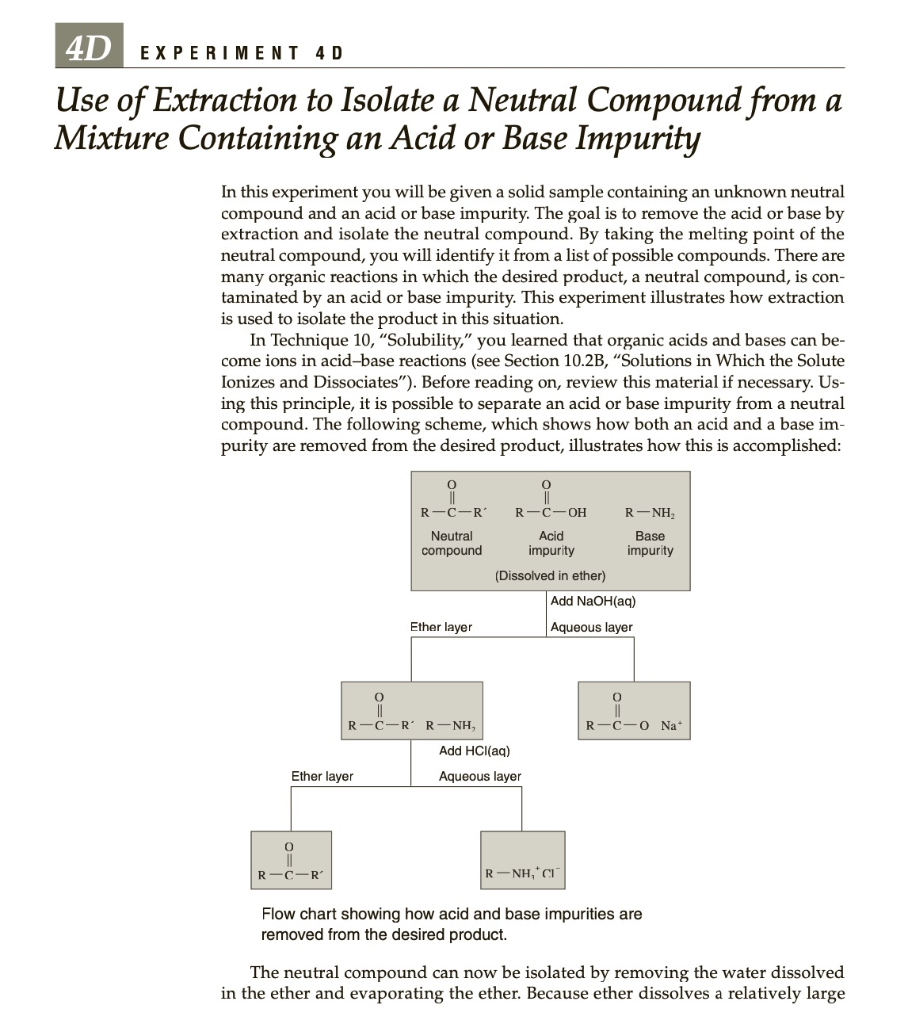 Solved 4D EXPERIMENT 4D Use of Extraction to Isolate a | Chegg.com