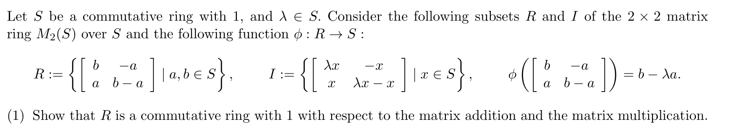 Solved Let S Be A Commutative Ring With 1, And λ E S. | Chegg.com