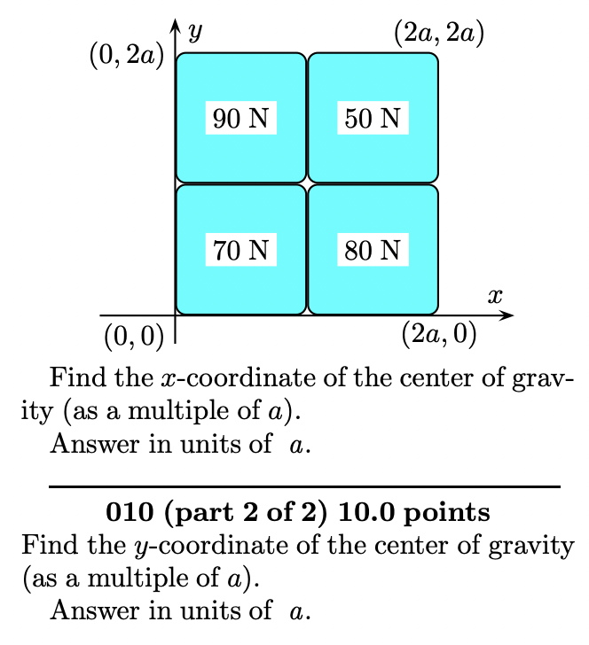 Solved Find the x-coordinate of the center of gravity (as a | Chegg.com