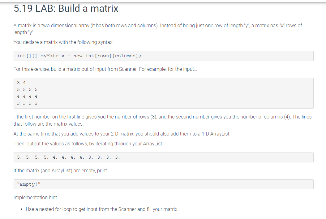 Solved A matrix is a two-dimensional array (it has both rows | Chegg.com