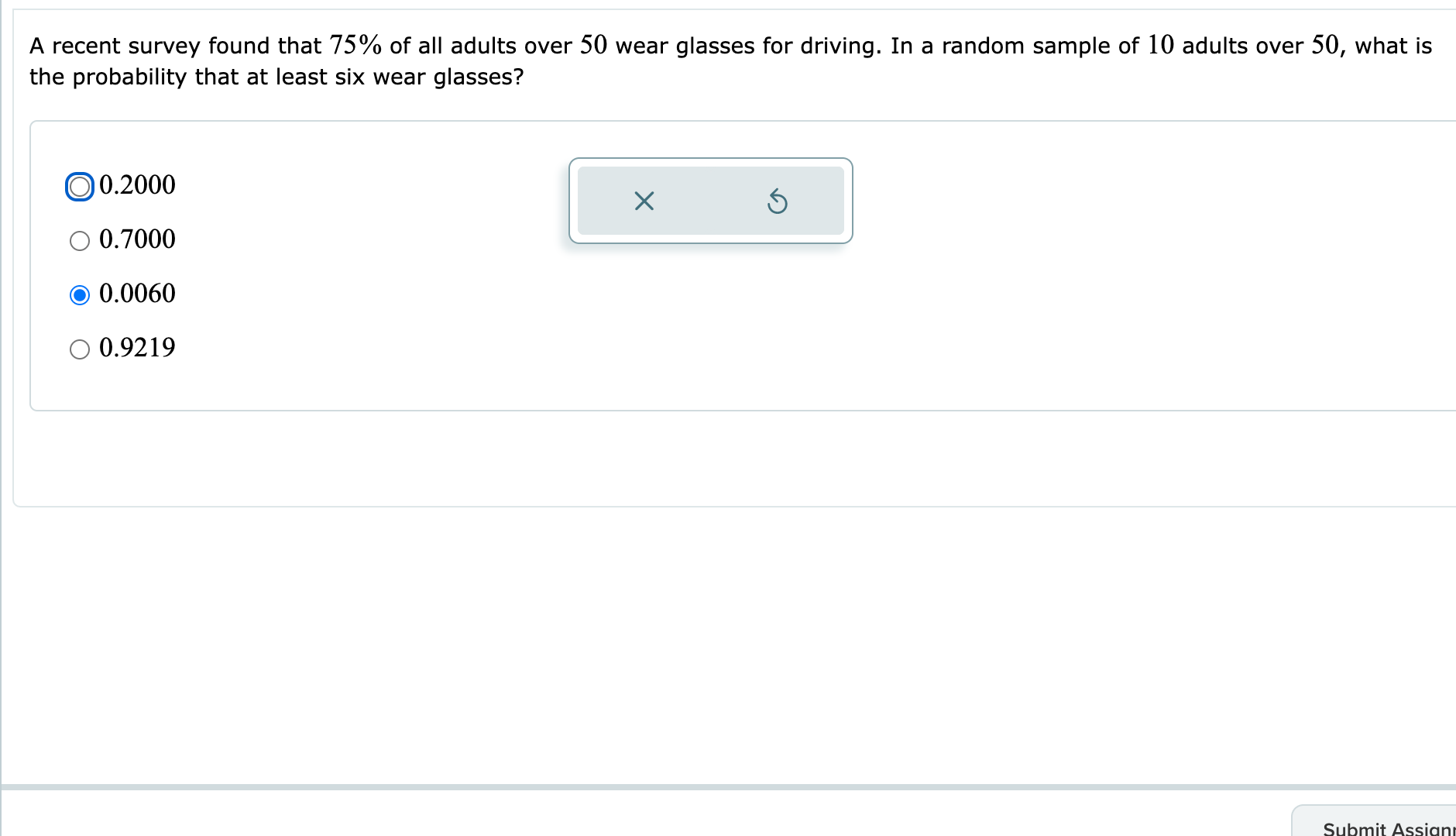 Solved A recent survey found that 75% of all adults over 50 | Chegg.com