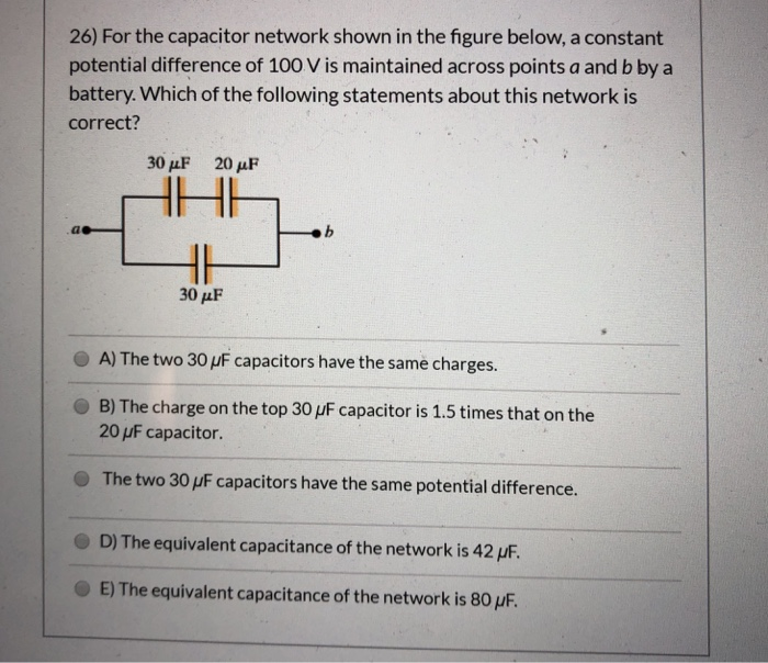 Solved 26 For The Capacitor Network Shown In The Figure