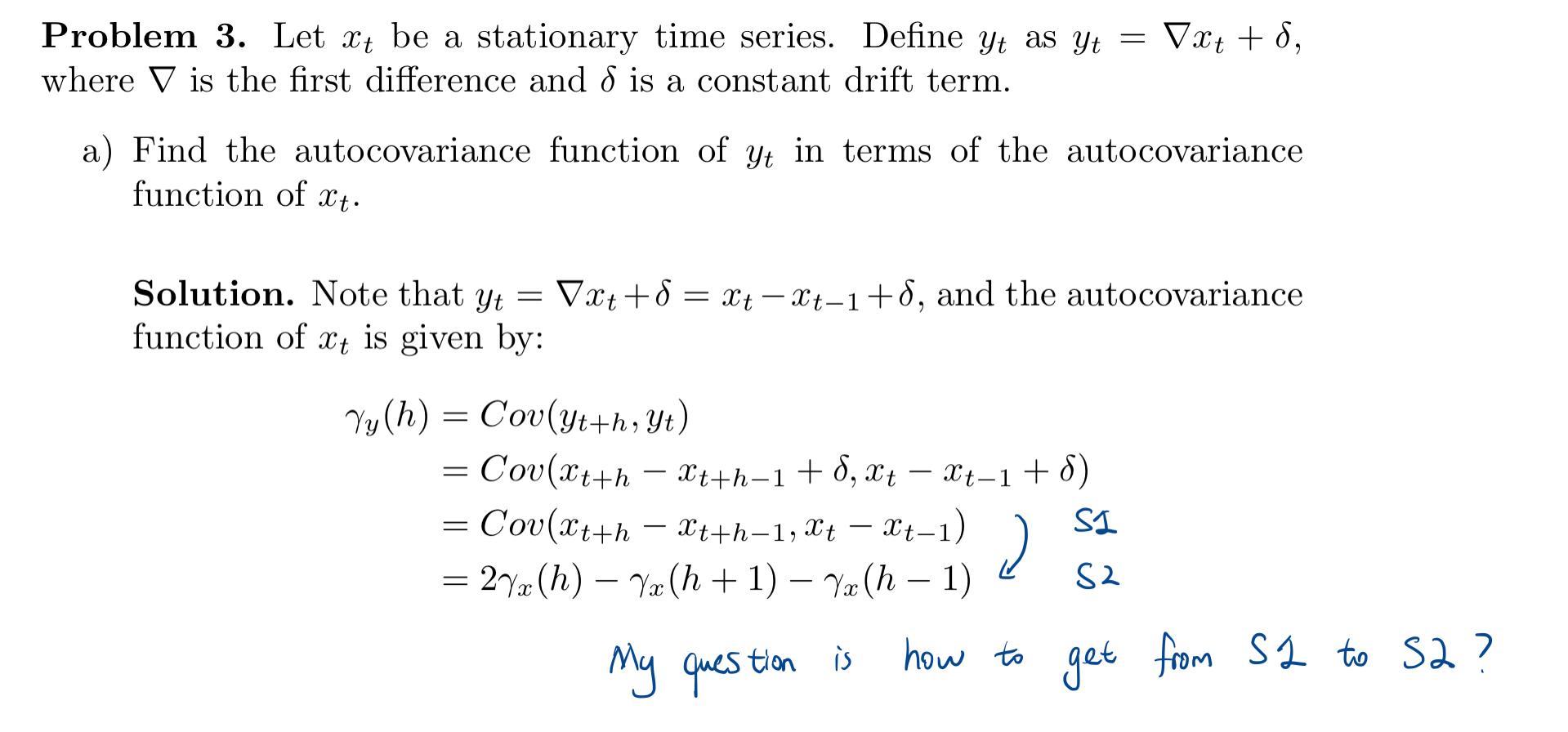 Solved Let xt be a stationary time series. Define yt as yt =