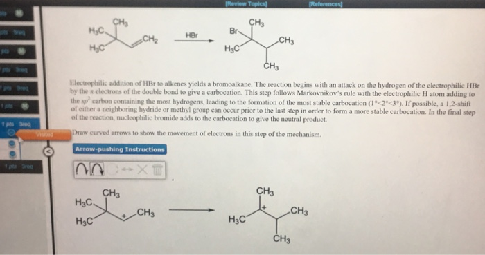 Solved CH3 Br HBr CH CH Electrophilic addition of HBr to | Chegg.com