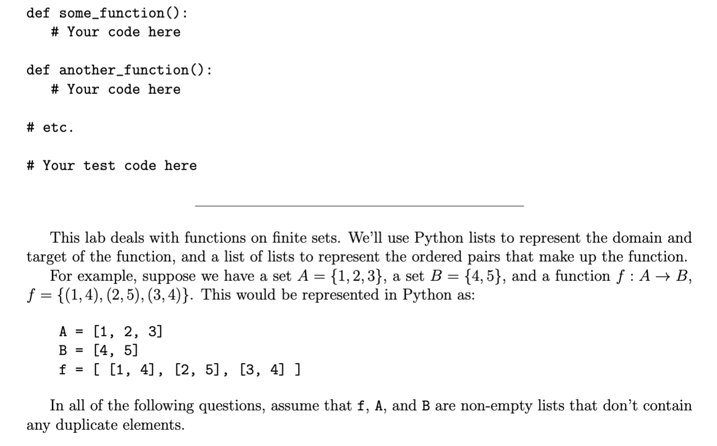 Solved This lab deals with functions on finite sets. We'll | Chegg.com