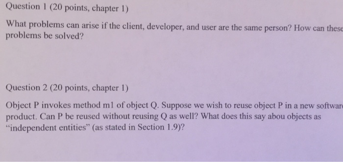Solved Question 1 (20 points, chapter 1) hat problems can | Chegg.com