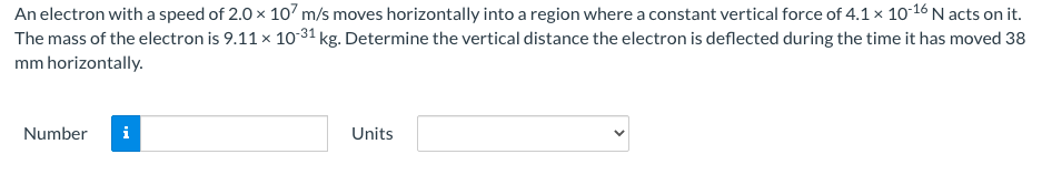 Solved An electron with a speed of 2.0 x 10?m/s moves | Chegg.com