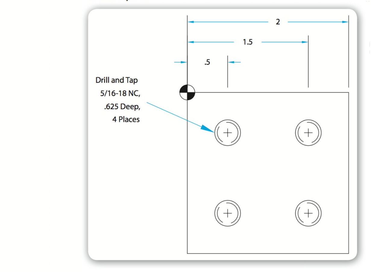 1. Calculate the tip height for a 1.25" drill with a