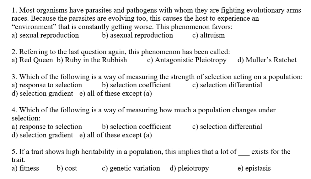 Solved 1. Most Organisms Have Parasites And Pathogens With | Chegg.com