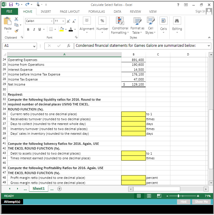 Solved 1. Use ratios to analyze a company's liquidity and | Chegg.com