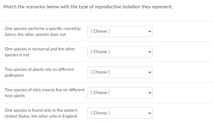 Solved Answer Choices: A.) Habitat (Geographic) Isolation | Chegg.com