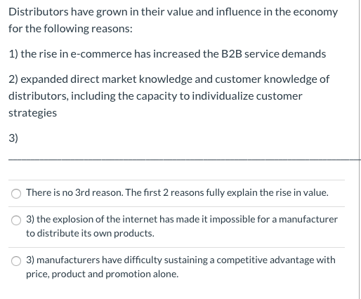 Solved Distributors have grown in their value and influence | Chegg.com