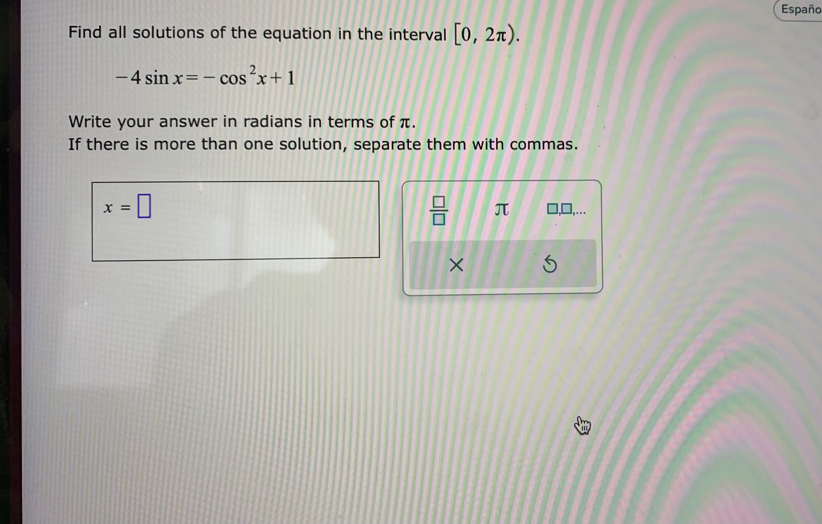 Solved Find all solutions of the equation in the interval | Chegg.com
