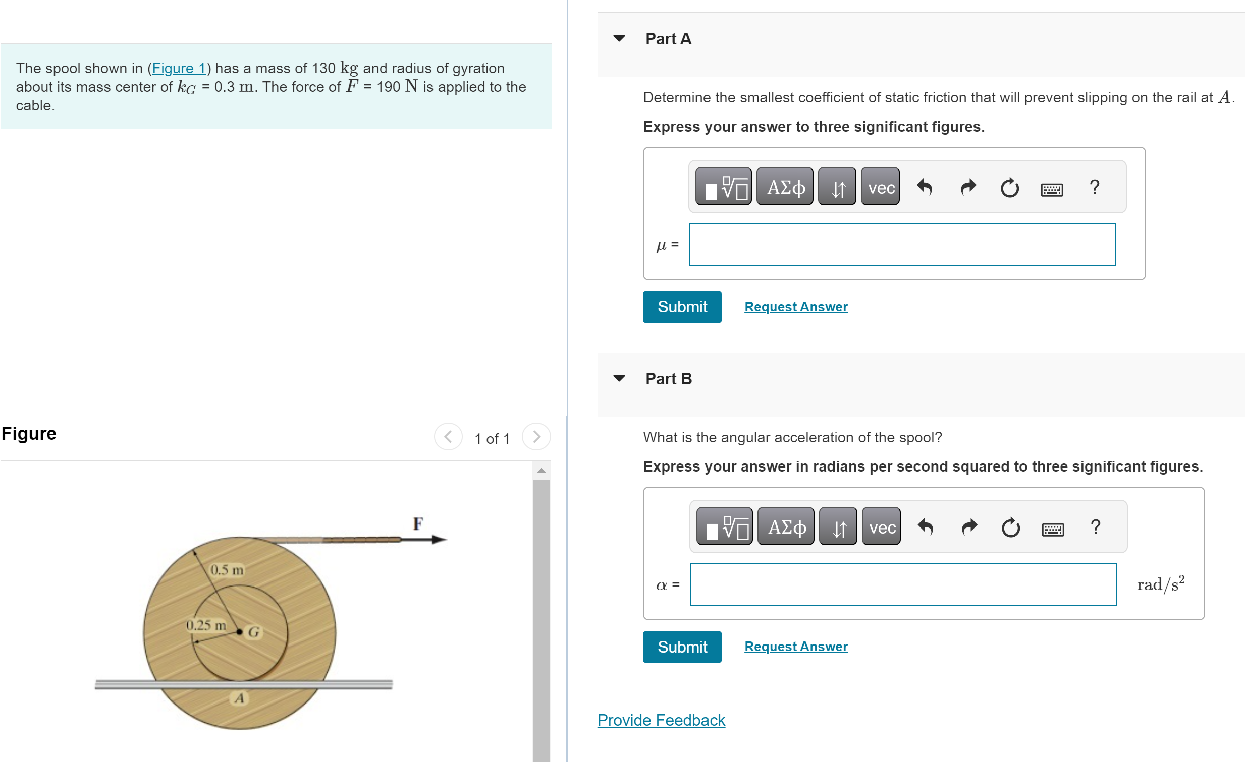 Solved The spool shown in (Figure 1) has a mass of 130 kg | Chegg.com