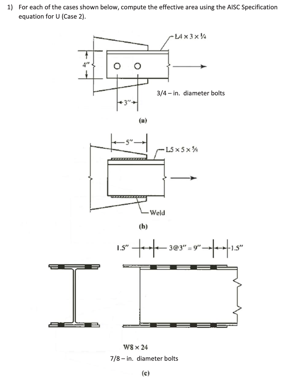 Solved 1) For each of the cases shown below, compute the | Chegg.com