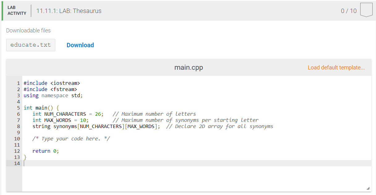 Solved 11 11 Lab Thesaurus Given A Set Of Text Files Chegg Com