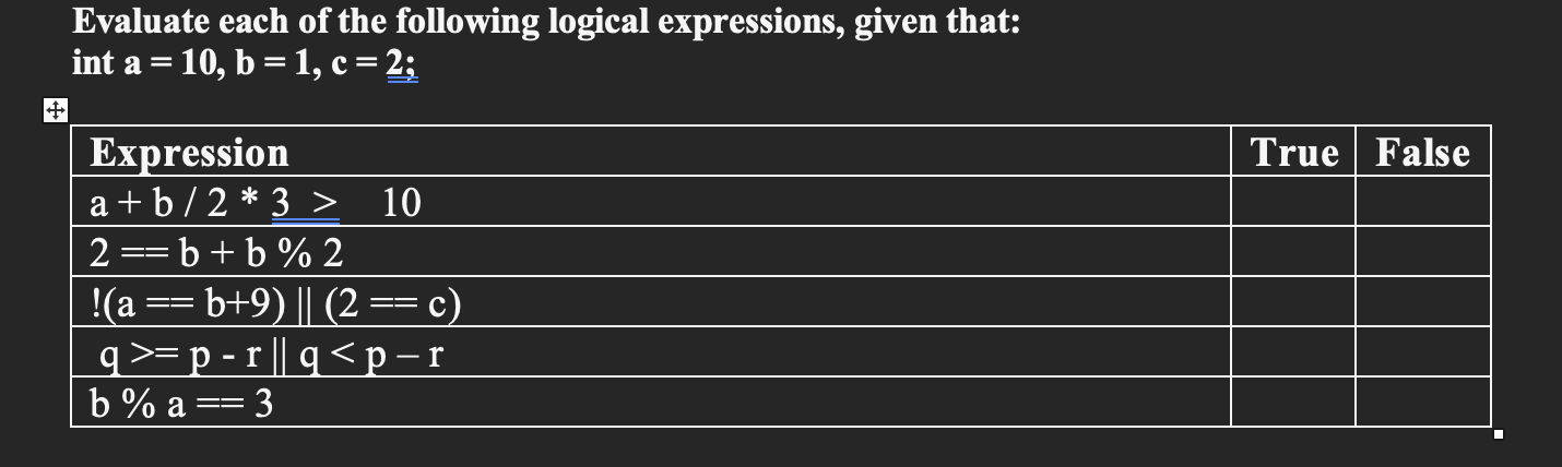 Solved Evaluate each of the following logical expressions, | Chegg.com