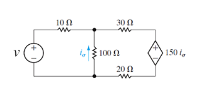 Solved 10 Ω w 30 Ω ν ν ν 100 Ω 150 1, 20 Ω Consider the | Chegg.com