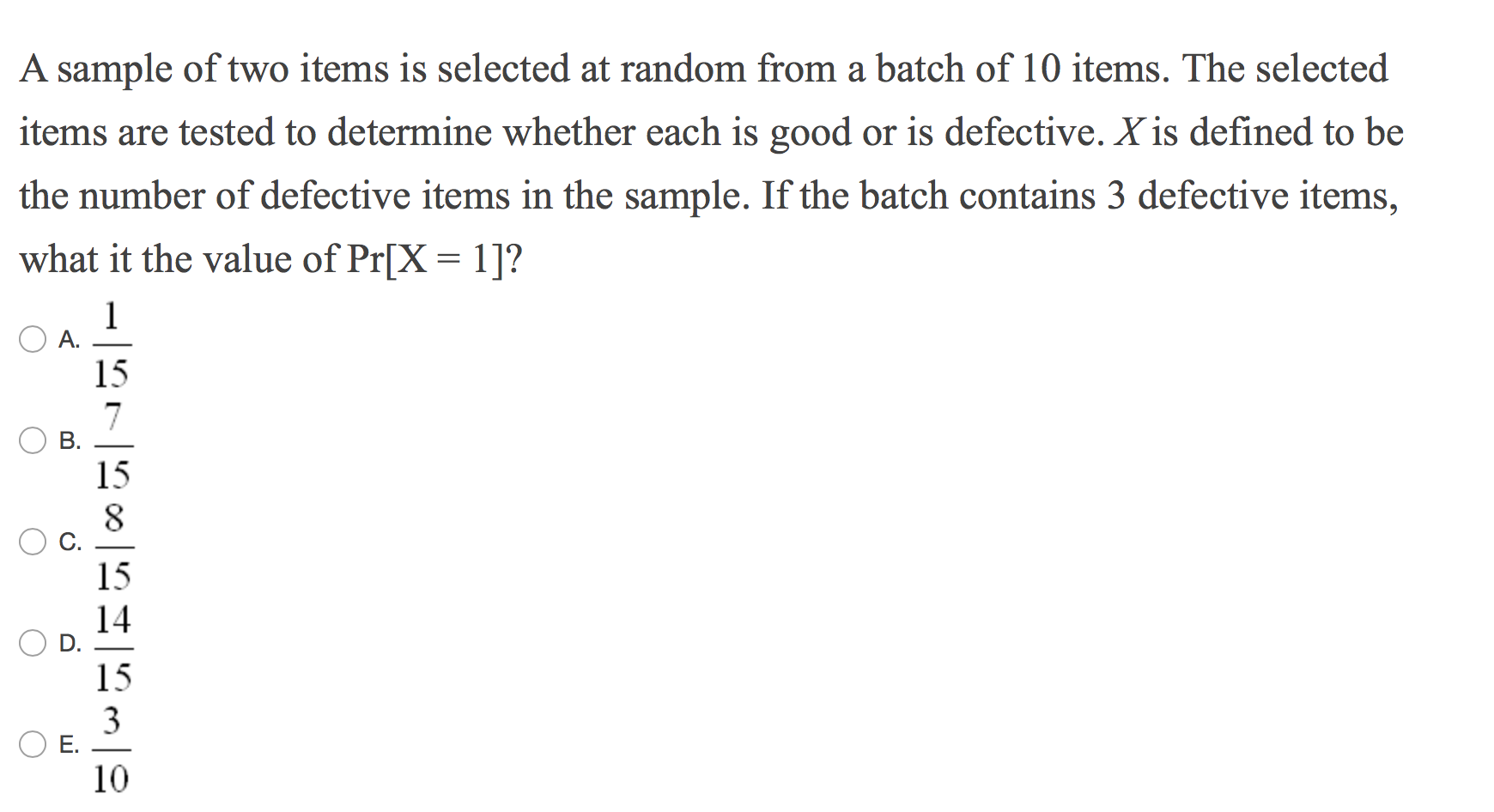 Solved A sample of two items is selected at random from a | Chegg.com