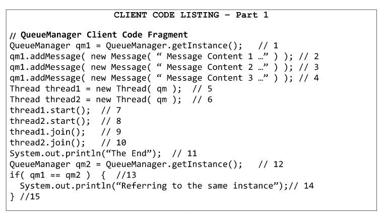 Solved CLIENT CODE LISTING Part 1 w 1/ Queue Manager Client | Chegg.com