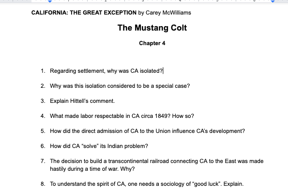 Solved CALIFORNIA: THE GREAT EXCEPTION by Carey McWilliams | Chegg.com