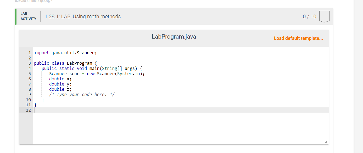 Solved In Java | 1.28 LAB: Using math methods 1.28 LAB: | Chegg.com