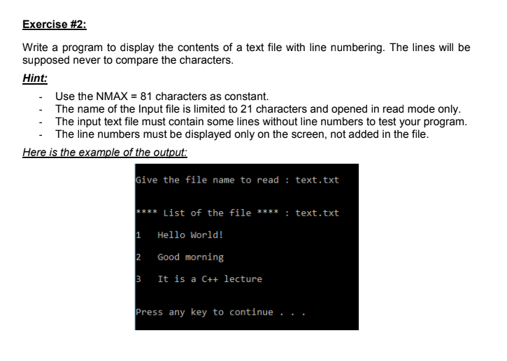Solved Exercise #2: Write a program to display the contents | Chegg.com