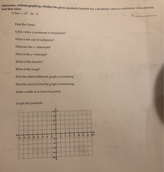 Solved Determine, without graphing, whether the given | Chegg.com