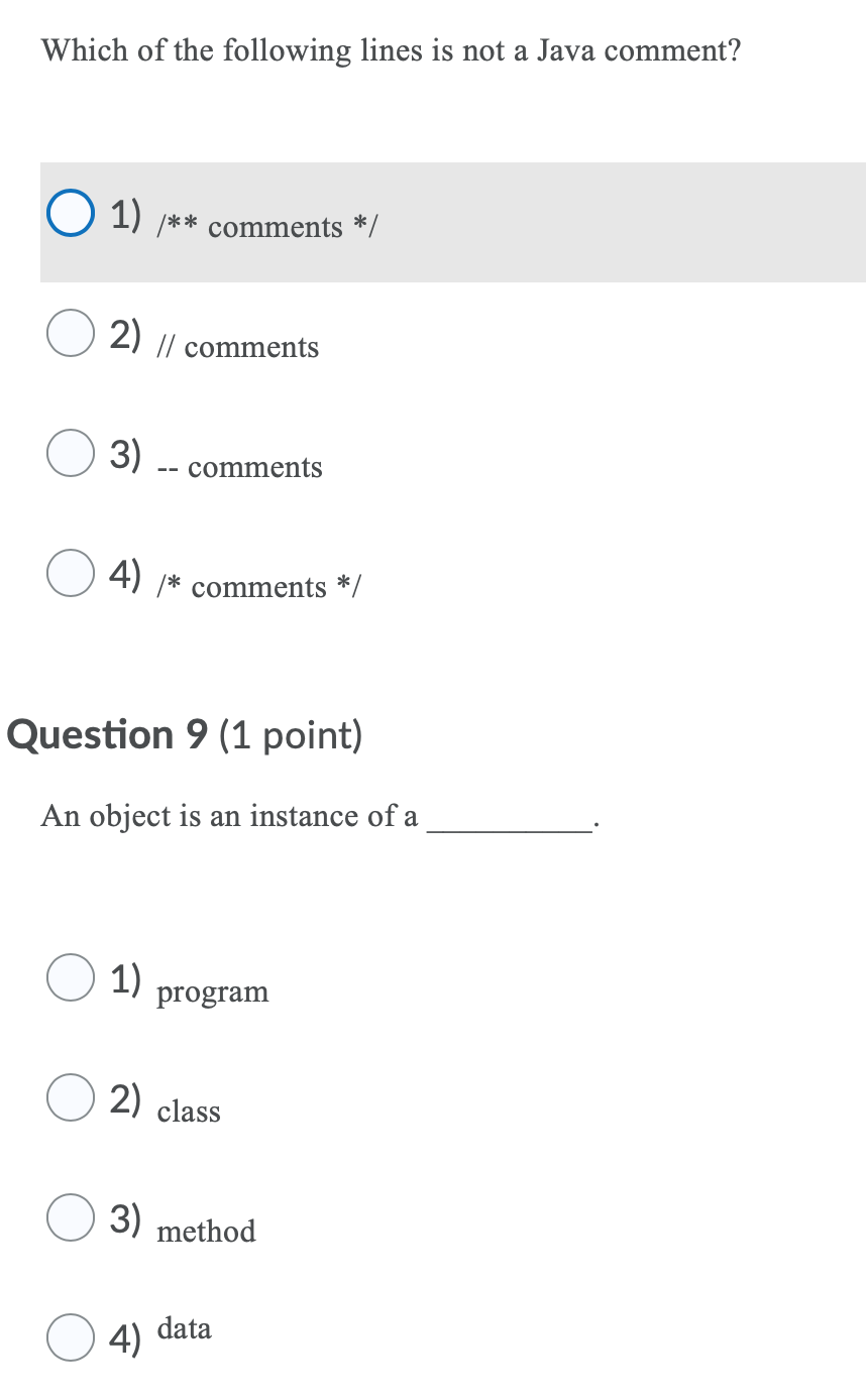 solved-which-of-the-following-lines-is-not-a-java-comment-o-chegg